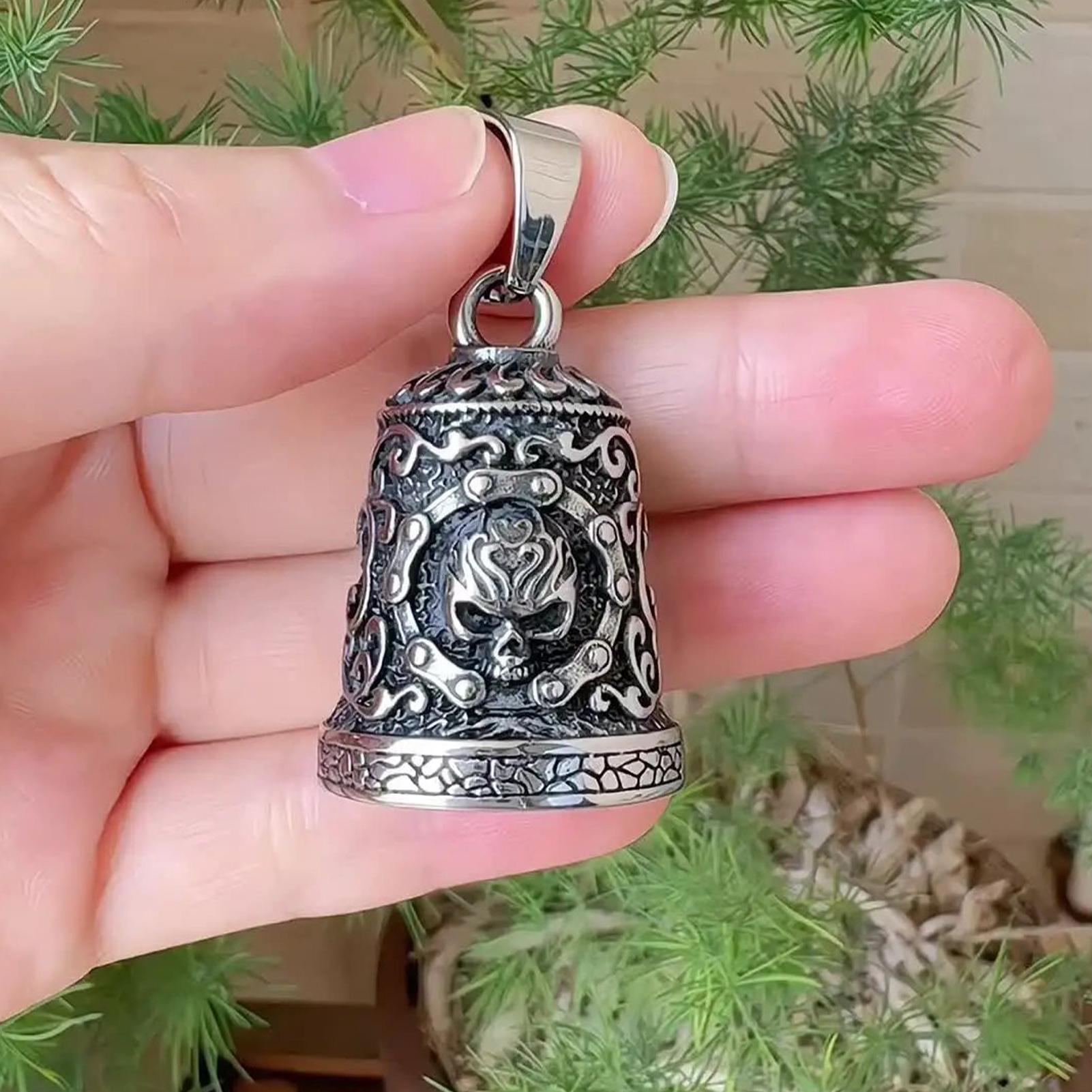 Motorcycle Chain - Breloque cloche tête de mort pour