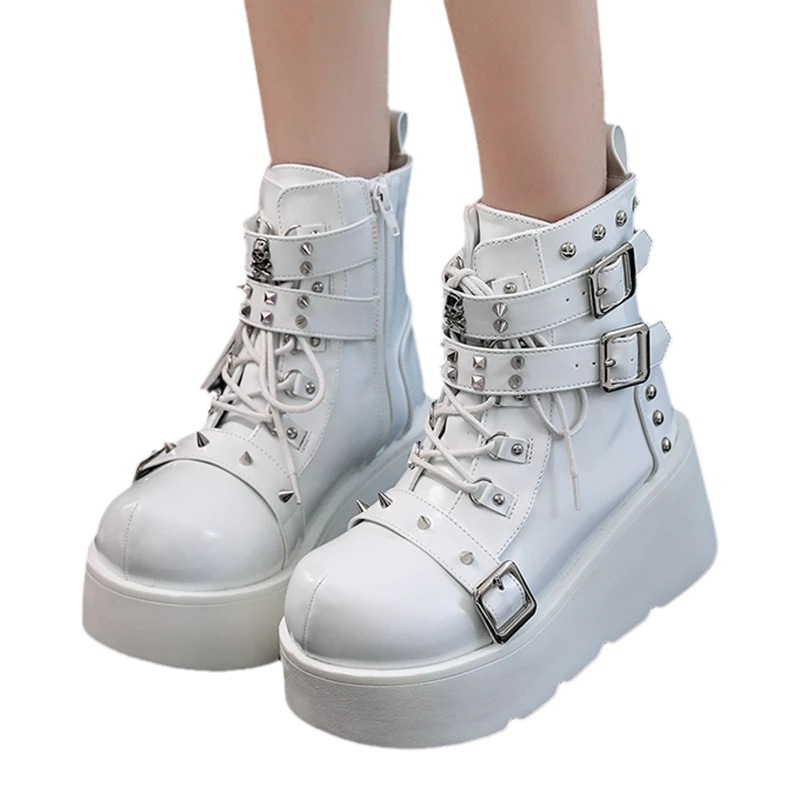 Bottines Punk en cuir verni av - Motorcycle Chain avis et prix
